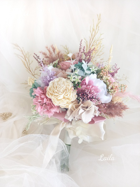 ♡受注対応♡クラッチブーケ ウェディングブーケ専門店 ブートニアリストレットブーケ花冠ヘッドドレスオーダー承ります