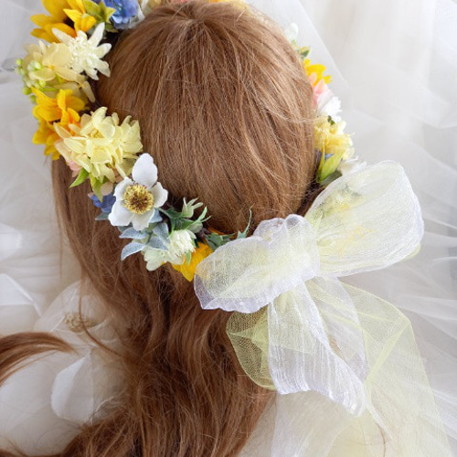 ♡受注対応♡ひまわり花かんむり ウェディングブーケ専門店