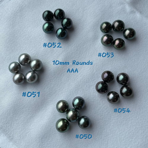 タヒチアンパール (#355) 9mm ラウンド AAA ナス色 黒真珠 黒蝶