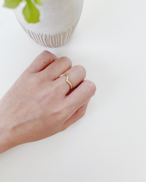 真鍮 シンプルニュアンスリング 漣 sazanami ring （受注制作） 指輪