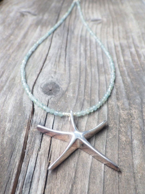 *sv925* HUGE Starfish Seaside Necklace　アパタイト 4枚目の画像