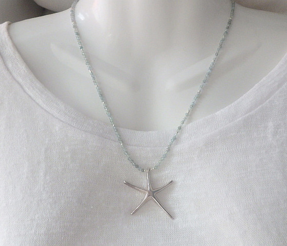 *sv925* HUGE Starfish Seaside Necklace　アパタイト 5枚目の画像