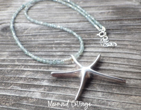 *sv925* HUGE Starfish Seaside Necklace　アパタイト 1枚目の画像