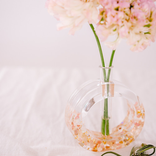 天然石の一輪挿し 愛 インカローズ 花器 オーバル型 フラワーベース