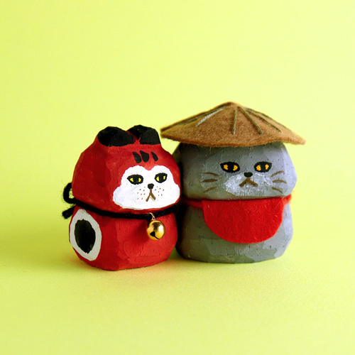 一般抽選】木彫り人形 赤べこにゃん 3センチ幅 [CCF-042] その他人形