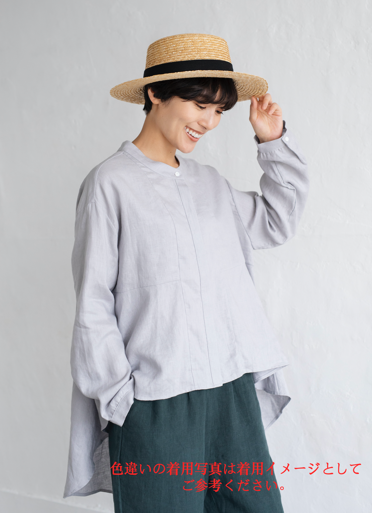 ゆるっと　おしゃれなシャツブラウス　長袖　夏の日焼止めにも 明るい青220402-3