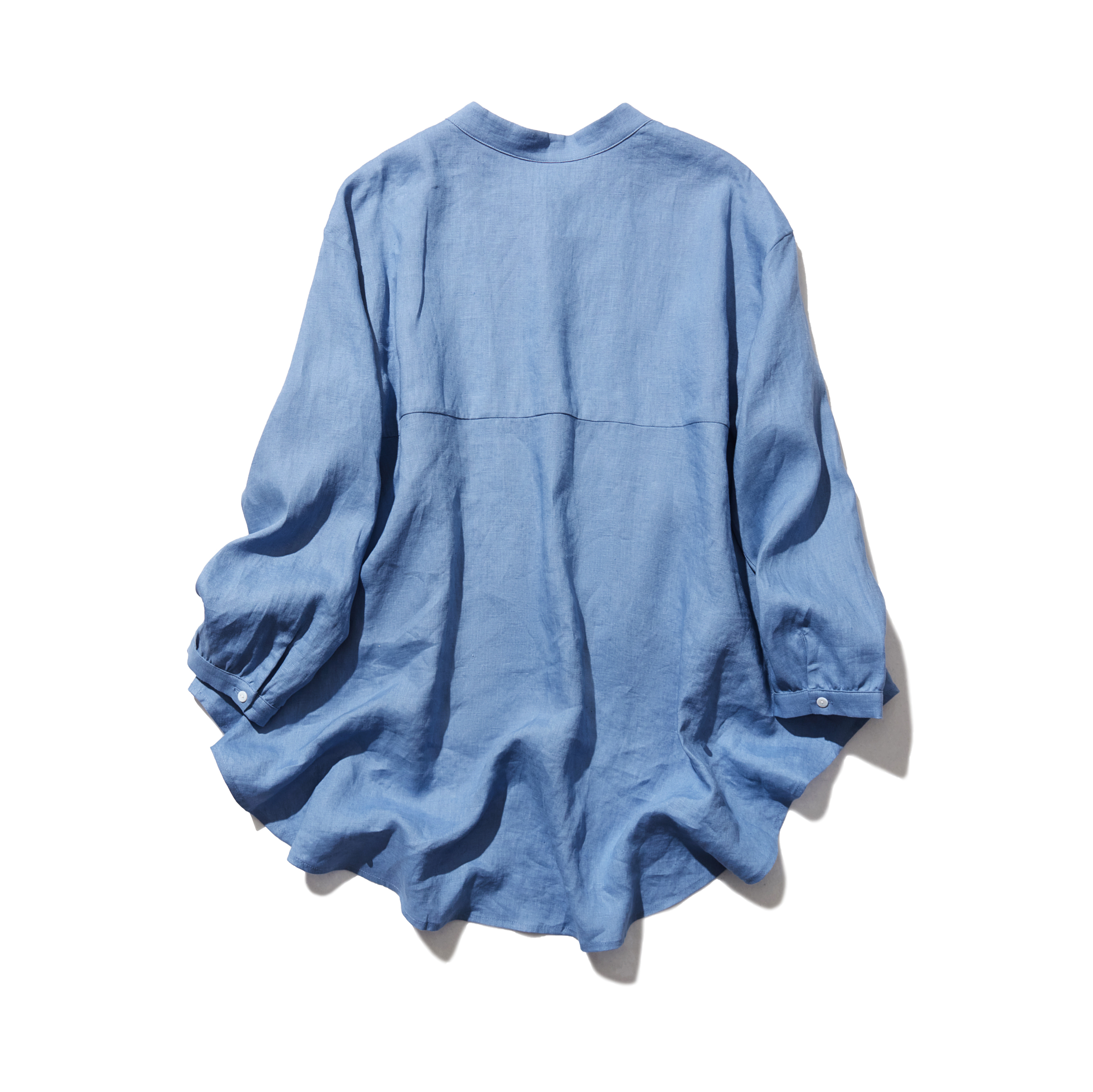 ゆるっと　おしゃれなシャツブラウス　長袖　夏の日焼止めにも 明るい青220402-3