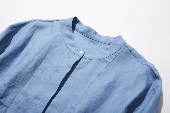 寬鬆時尚襯衫衫，長袖，非常適合夏季防曬，亮藍色 220402-3 第2張的照片