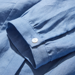 寬鬆時尚襯衫衫，長袖，非常適合夏季防曬，亮藍色 220402-3 第4張的照片
