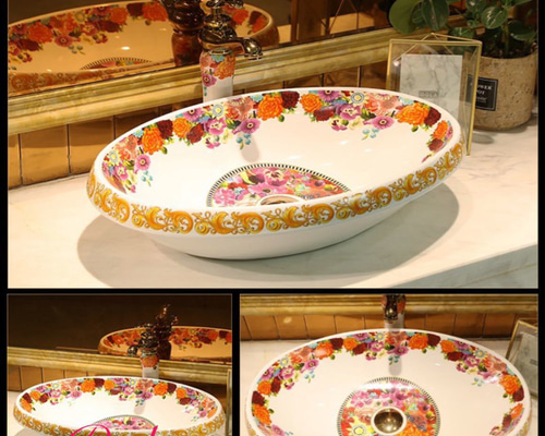 洗面ボウルセット． 洗面ボール 陶器 手水鉢 ．手洗器 手洗い鉢 バス