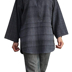 ジョムトン手織り綿のゆったりシャツ襟プルオーバー（BFS-136） 5枚目の画像