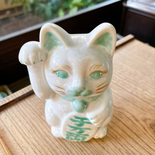 京焼・清水焼 花結晶ー招き猫(白) 招き猫 京焼・清水焼窯元 陶あん