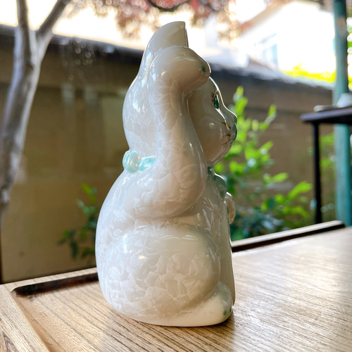 京焼・清水焼 花結晶ー招き猫(白) 招き猫 京焼・清水焼窯元 陶あん