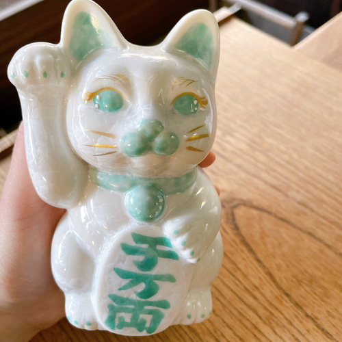 京焼・清水焼 花結晶ー招き猫(白) 招き猫 京焼・清水焼窯元 陶あん