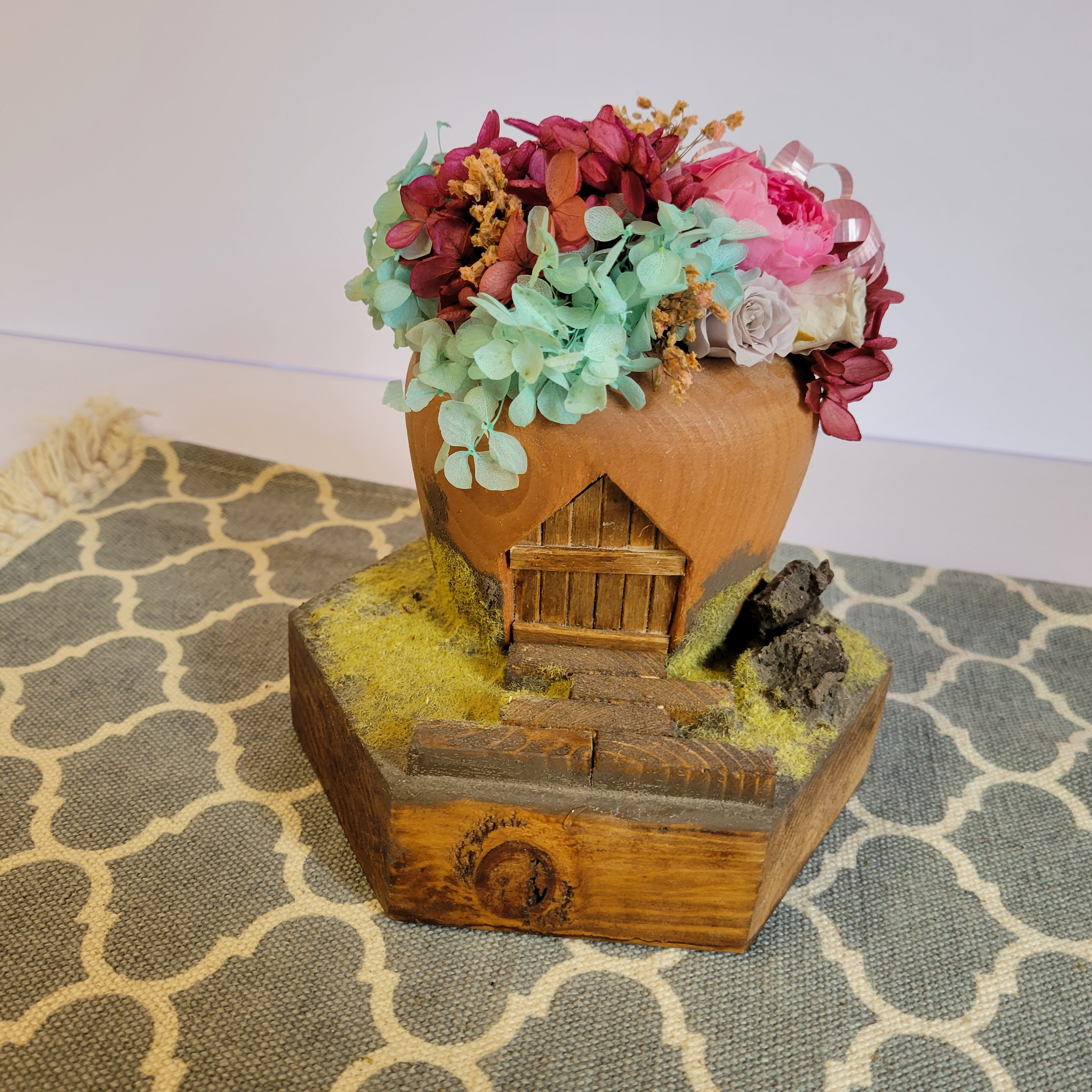 フラワークエストシリーズ【花の家1(色違い)】　インテリアフラワーハウス　ミニチュアハウス　プリザーブド＆ドライフラワー