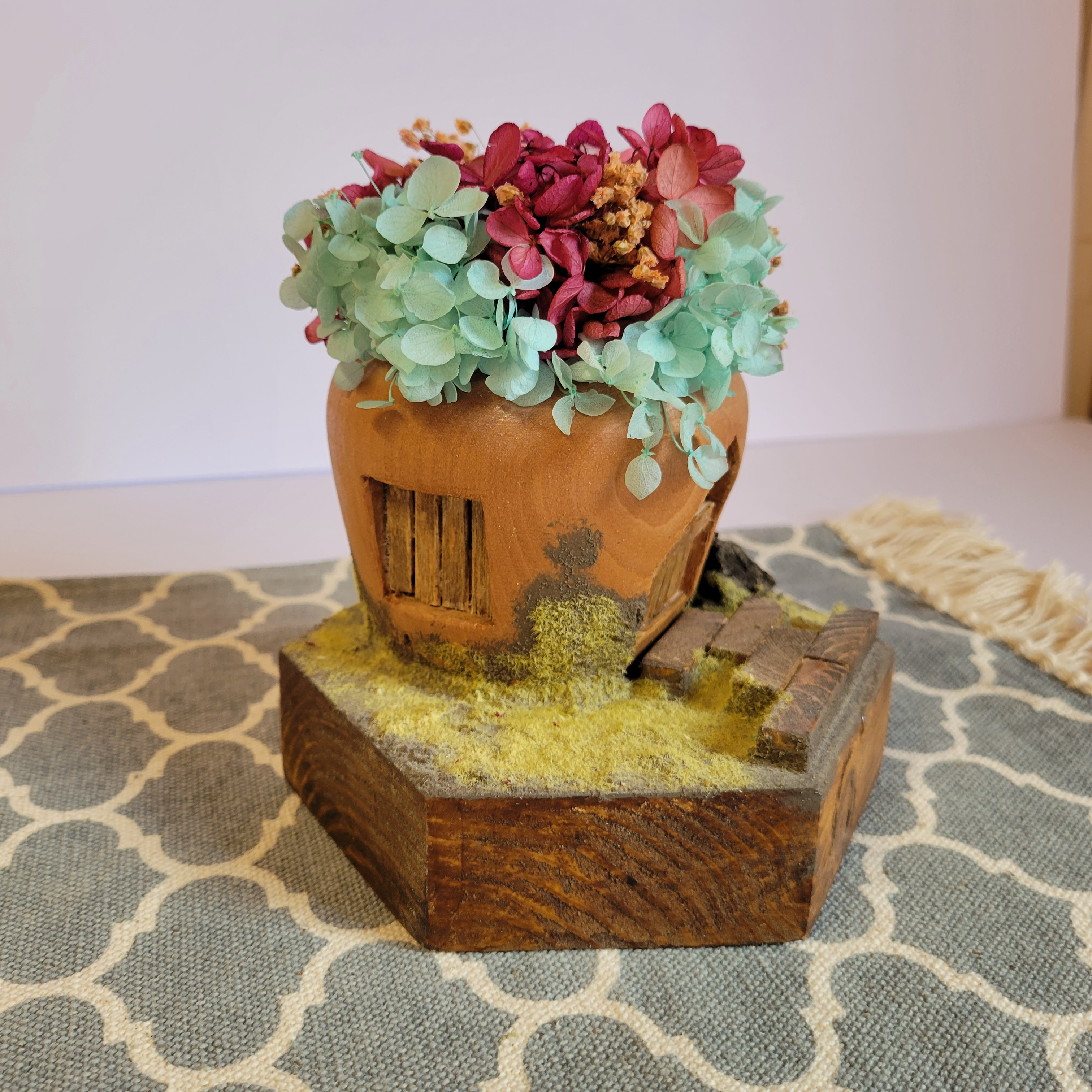 フラワークエストシリーズ【花の家1(色違い)】　インテリアフラワーハウス　ミニチュアハウス　プリザーブド＆ドライフラワー