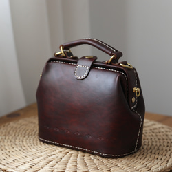 22%OFF!！がま口 本革手作りのレザーショルダーバッグ 手染め / 総