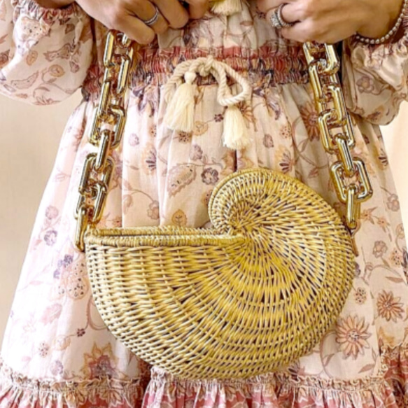 Shoulder Bag Rattan Straw Women Handmade Summer 2枚目の画像