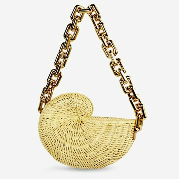 Shoulder Bag Rattan Straw Women Handmade Summer 5枚目の画像