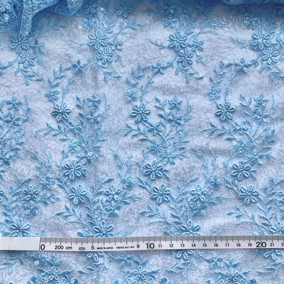 花柄 レース 生地 刺繍 スパンコール付き130*45cm 2枚目の画像
