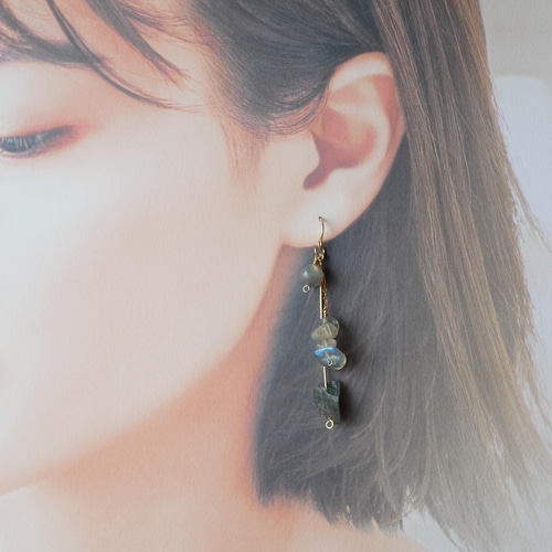 天然石☆Sparkle☆きららアマゾナイトのピアス14kgf 天然石☆Sparkle☆きららアマゾナイトのピアス14kgf