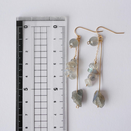 14kgf】ラブラドライトピアス☆天然石 ピアス（フック・チェーン