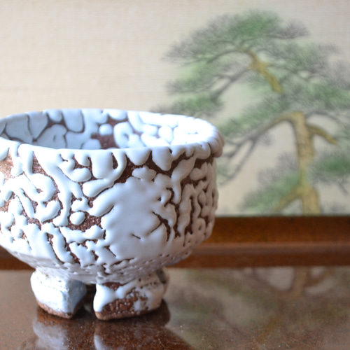 抹茶茶碗】 鬼萩割高台抹茶茶碗 かいらぎ ＊茶碗 ☆萩焼 茶碗・めし碗