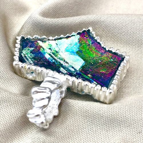 ローマングラス・シルバーペンダント(送料無料)虹化ガラス 古代ガラス