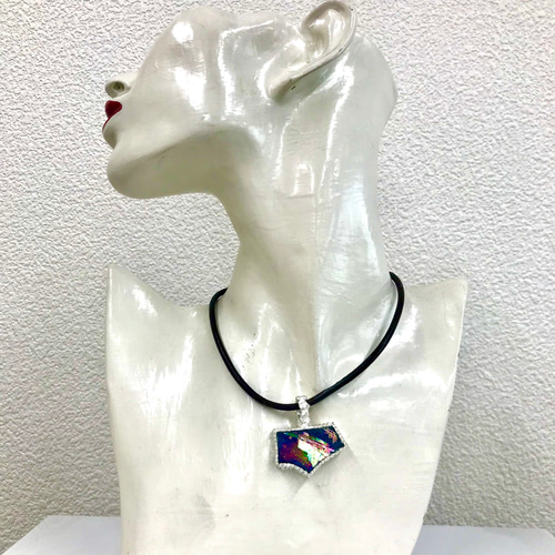 ローマングラス・シルバーペンダント(送料無料)虹化ガラス 古代ガラス