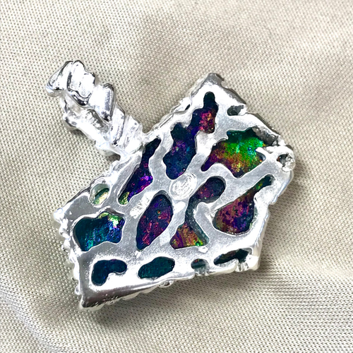 ローマングラス・シルバーペンダント(送料無料)虹化ガラス 古代ガラス