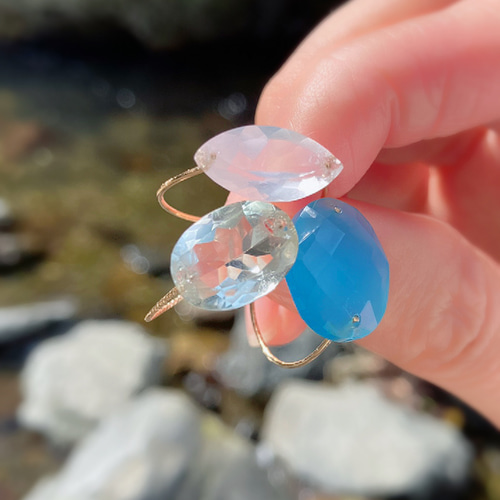 4℃プラチナオニキスリング Prana Candy gem✴︎ブルーオニキス✴︎k14gf キャンディリング 指輪