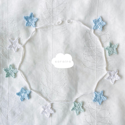 手編みの☆星ガーランド(水色×白×ミント) 4枚目の画像