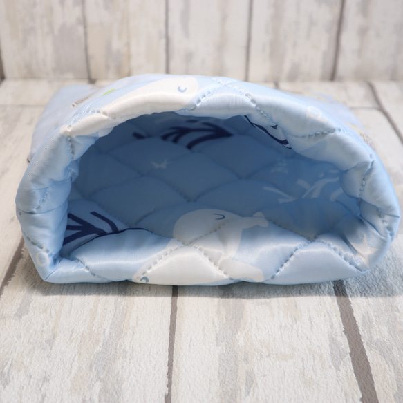 Lサイズ　ハリネズミ柄ひんやりハリネズミ寝袋　夏用（接触冷感）ブルー×ブルー 2枚目の画像
