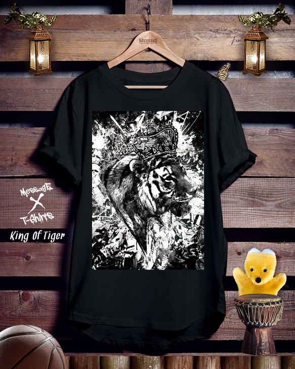 タイガーアート黒Tシャツ「King Of Tiger」 1枚目の画像