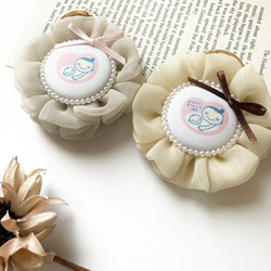 （全5色＊リボンが可愛い）マタニティマーク　マタニティキーホルダー　マタニティロゼット　シフォン 2枚目の画像