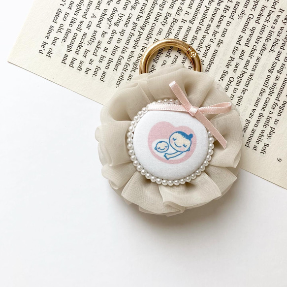（全5色＊リボンが可愛い）マタニティマーク　マタニティキーホルダー　マタニティロゼット　シフォン 4枚目の画像