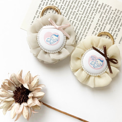 （全5色＊リボンが可愛い）マタニティマーク　マタニティキーホルダー　マタニティロゼット　シフォン 1枚目の画像