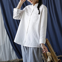 綿麻シャツ シンプルなデザイン 2253 4枚目の画像