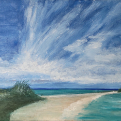 海と雲　油絵　F4 1枚目の画像