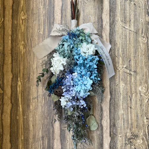 再販)ドライフラワー・ユーカリと 清々しいブルーカラーの紫陽花