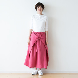 気分があがるフューシャピンクのリネン　ラップスカート　ロングスカート　～お好きな丈で～ 1枚目の画像