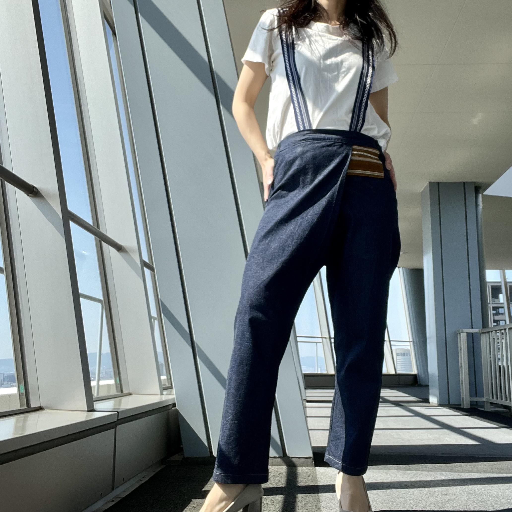 美品 ダントン 大きいサイズ 42 バンドカラー デニム シャツ