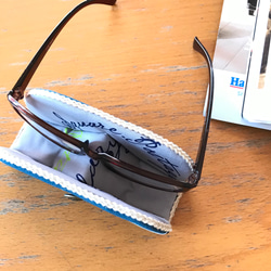 メガネスタンド　メンズタイプ　ブルー帆布　メガネを迷子にしないメガネ置き 4枚目の画像