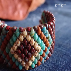 【新色】beads bracelet - opaque chocolate turquoise 1枚目の画像