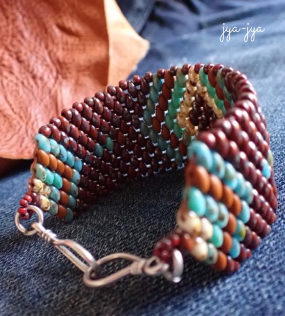 【新色】beads bracelet - opaque chocolate turquoise 2枚目の画像