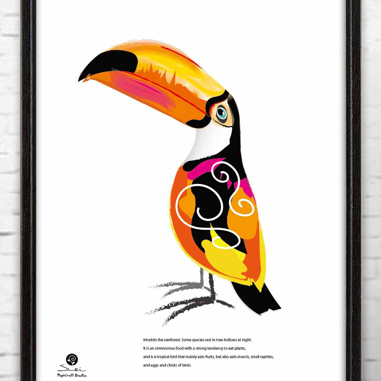 のほほ〜ん　送料無料　オオハシ　アートポスター　ポスター　アート/seiで検索新着順　鳥  m-35