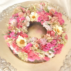【人気】Spring wreathe リモニウムリース 母の日 誕生日 プチギフト ドライフラワー 癒し 3枚目の画像