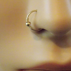 ピアスフープSilver Beads Nose Ring, Nose Hoop, 鼻リング 2枚目の画像