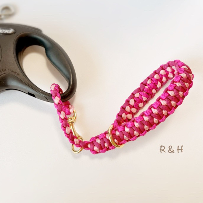 パラコード　ハンドメイド　20m ピンク　赤紫　紫　リード　ストラップ　首輪
