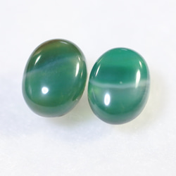 (1 件) 雙色綠色縞瑪瑙耳釘（8 × 10 毫米鈦耳釘） 第2張的照片